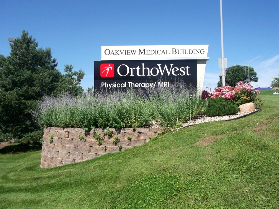 Illuminated, double-face Orthowest monument sign
